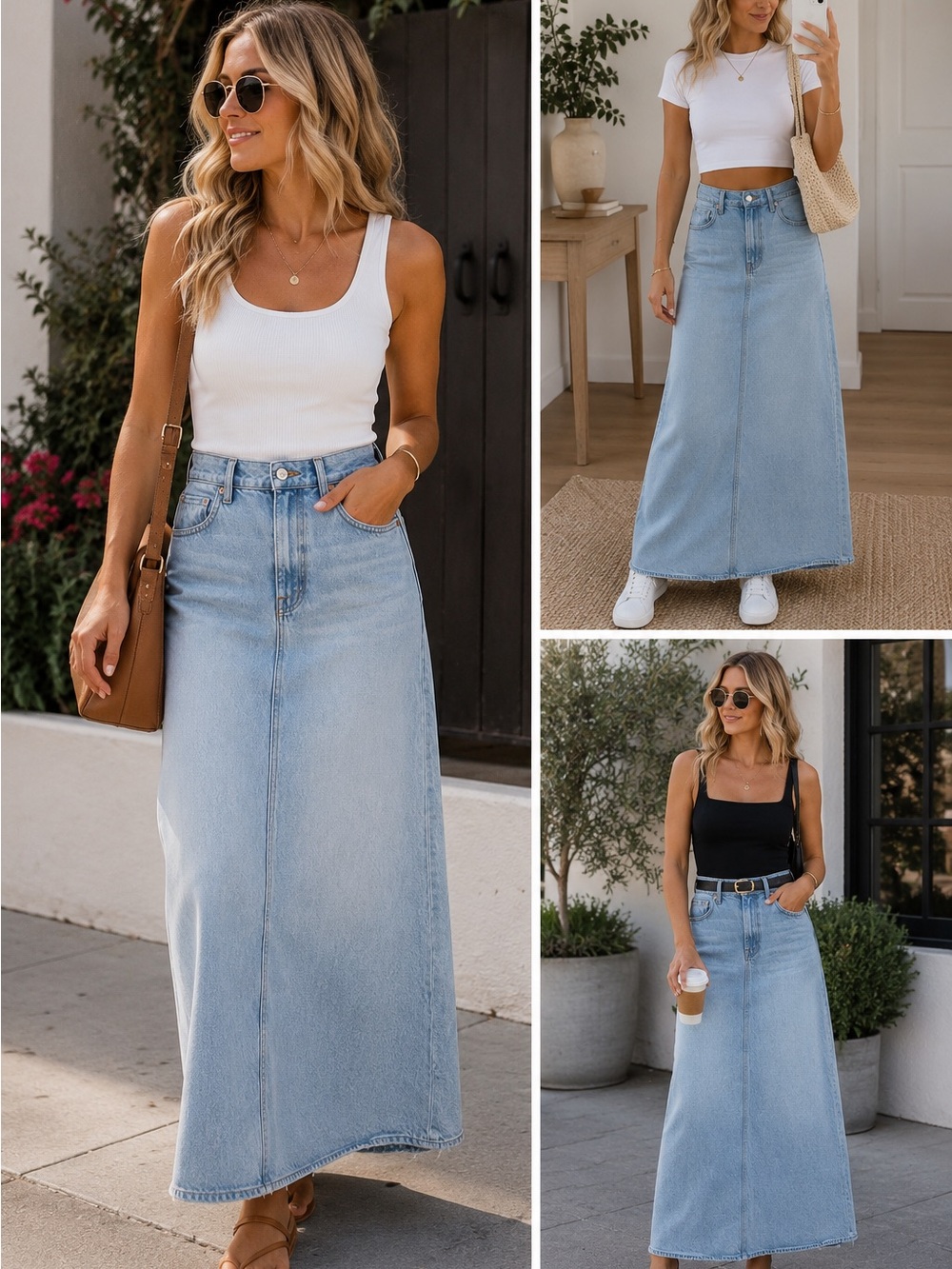 MOTHER The Sugar Cone Maxi Skirt Sweet & Sour Wash Size 27 Light Wash Denim